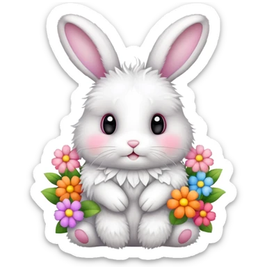 Bunny with flowers sticker