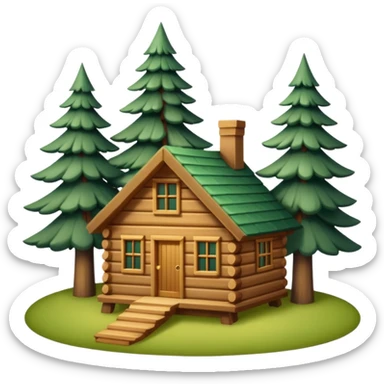 cabin in the woods, surrounded by pines sticker