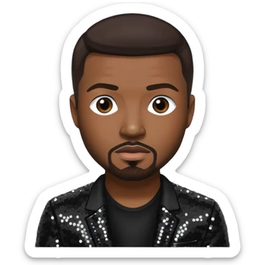 Ray J with dark brown hair, black sequin outfit sticker