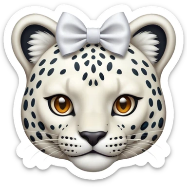 White leopard head with white bow sticker