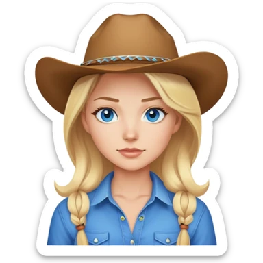 Cute cowgirl with blonde hair and blue eyes and a low cut shirt sticker