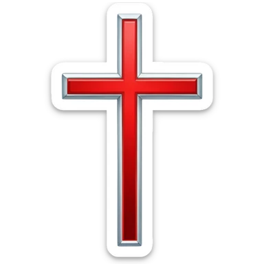 A cross in the Cruz de Santiago model in red sticker