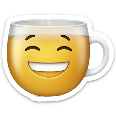 smiling face drinking tea sticker