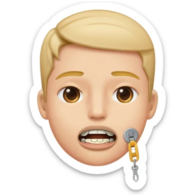 person zipping their mouth closed with a zipper sticker