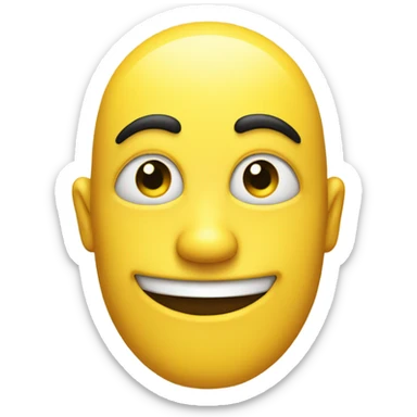 Yellow face facing the side, one eye side eyeing and a straight smile to the side  sticker