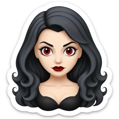 vampira com a cor de pele cinza, cabelo ondulados preto  sticker