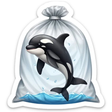 orca stuck in plastic waste bag sticker