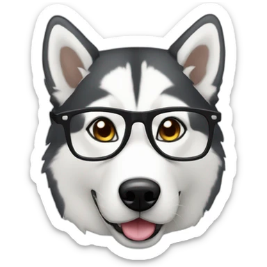 syberian husky with glasses sticker