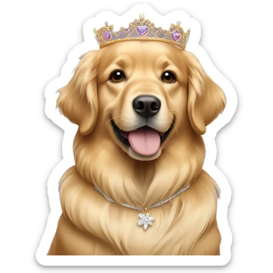 Golden Retriever wearing dress and tiara sticker
