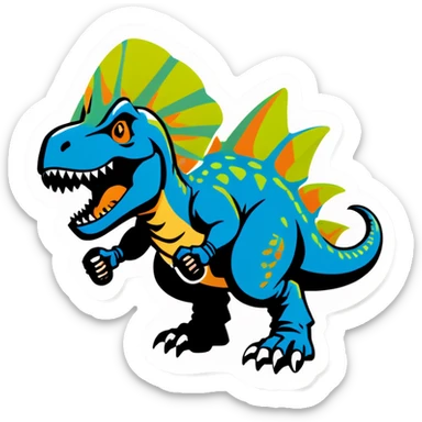 Dinosaur with guns sticker