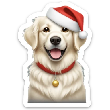 White golden retriever with santa hat sticker