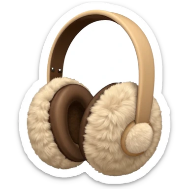 Warm beige completely fluffy earmuffs sticker