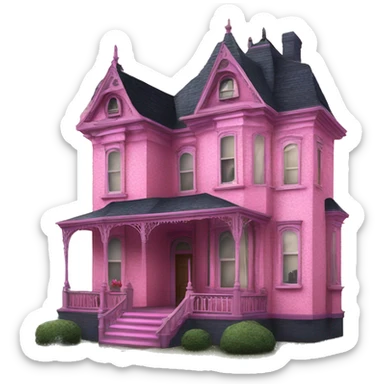 pink victorian house from coraline sticker