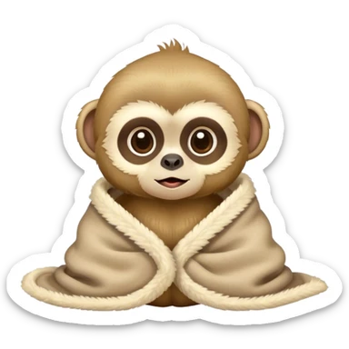 Baby gibbon cozy in a blanket  sticker