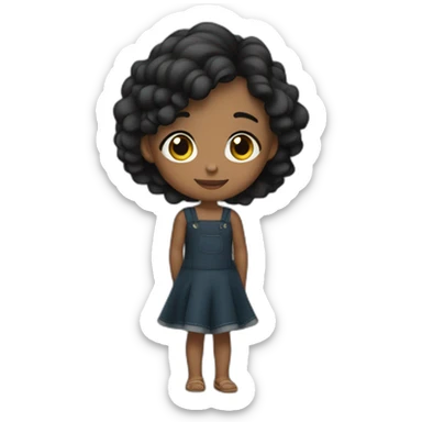 Niña piel clara cabello negro  sticker