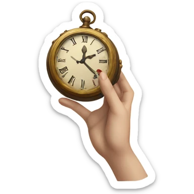 Hand clock in Alice in Wonderland style sticker