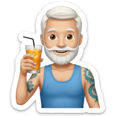 Drink holders with hat white hair white bearded  tatoo guy sticker