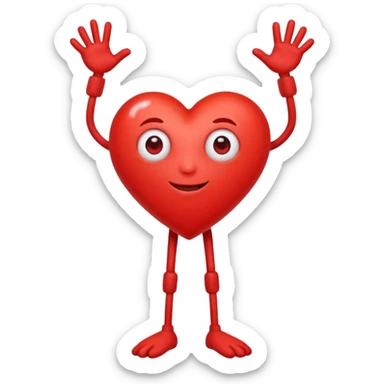 Red heart with arms and legs with one eye ball sticker