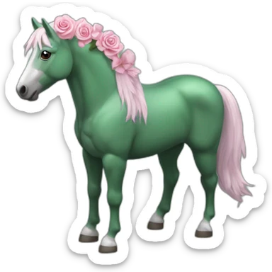 cheval vert avec des ailes roses sticker
