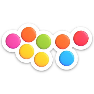 A set of four colorful dots in a row, each dot is a different color, simple and clean sticker