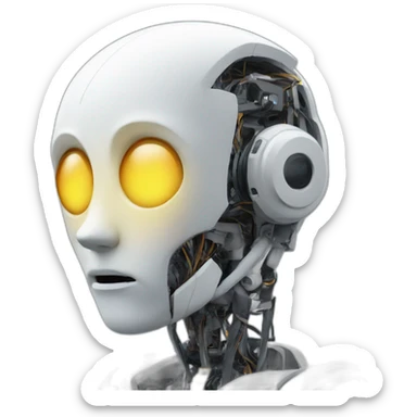 the humanoid robot's head is sad sticker