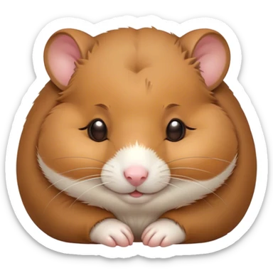 Meme-Worthy Cute Sleeping Brown Hamster Portrait Emoji, Head resting peacefully with a contented smile, showcasing a delightfully compact build and a luxuriously soft rich brown coat, eyes shut in a serene nap, Simplified yet hilariously adorable features, highly detailed, glowing with a soft, drowsy light, high shine, relaxed and utterly lovable, stylized with an air of playful laziness, bright and heartwarming, soft glowing outline, capturing the essence of a comically sleepy hamster, so meme-worthy it feels like it could instantly become the next viral sensation of adorable slumber! sticker