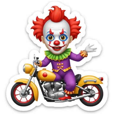 motorcycle-riding clown  sticker
