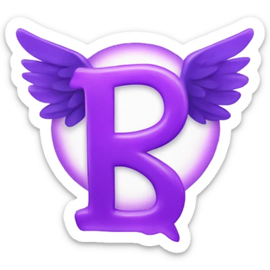 Purple letter R with halos & wings sparkling  sticker