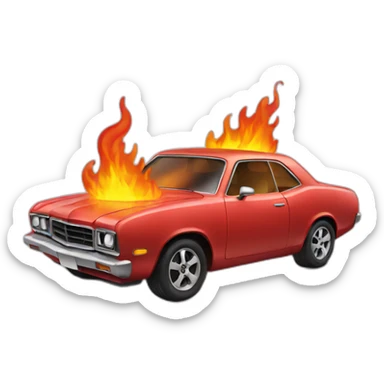 car on fire sticker