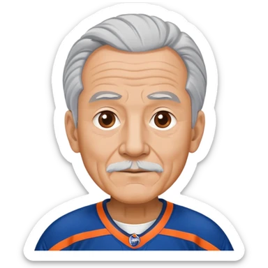 Old  man grey hair wearing oilers uniform sticker