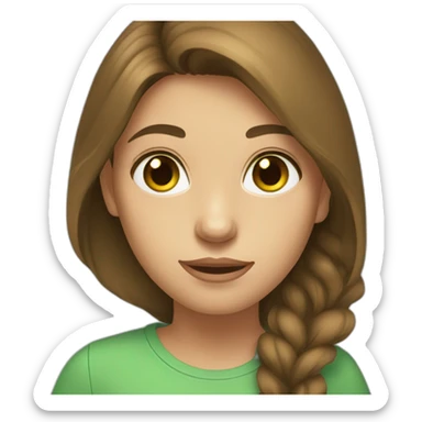girl with half long brown hair, green shirt, hazel eyes sticker