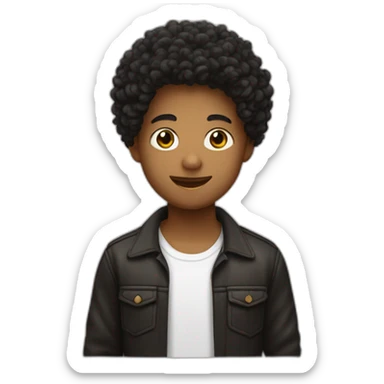 Garçon noir cheveux bouclés noir et marron clair sticker