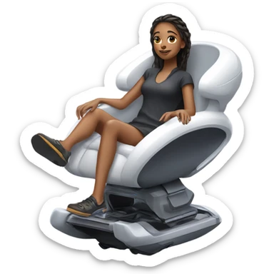 Girl sitting in sleek hoverchair of the future  sticker