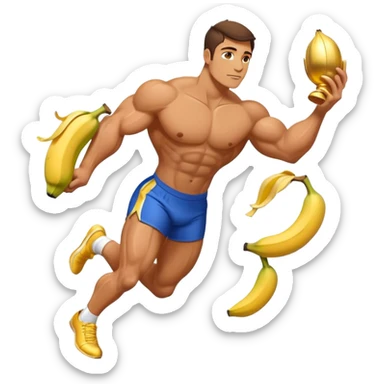 Athlete with prize in hand bleeping on banana peel  sticker