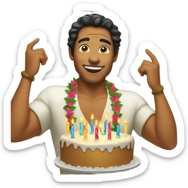 Tahitian man celebrating his birthday  sticker