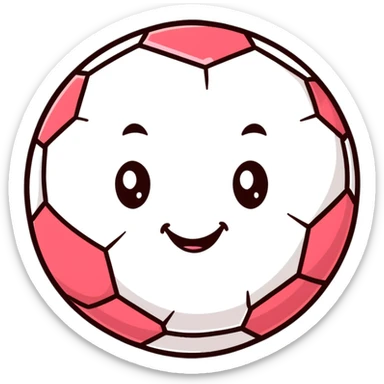 A cheerful soccer ball with a happy face and rosy cheeks sticker