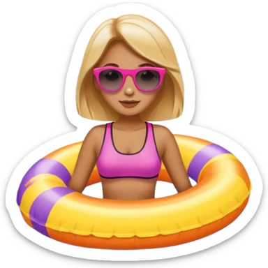 Woman floating in a floatie at the lake sticker