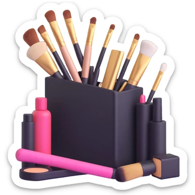 Makeup tools and products standing sticker