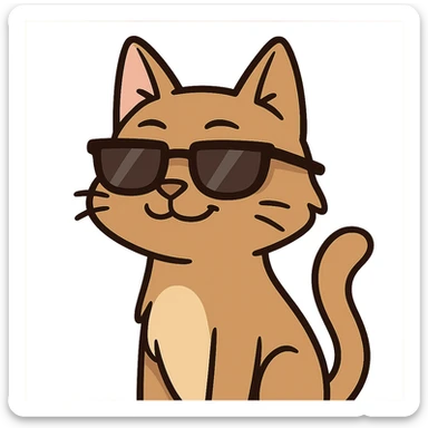 flat toon style cat wearing sunglasses sticker
