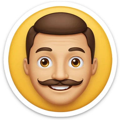 Happy yellow circular face of a posh male with a mustache sticker