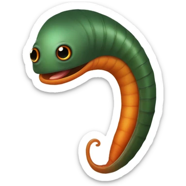 Eight-eyed Dark green and orange medicinal leech with oral suction and caudal suction sticker