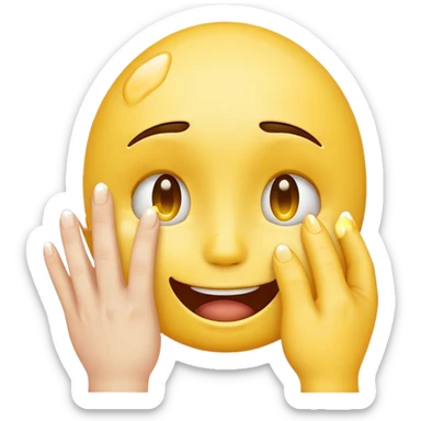 crying laughing emoji with hand on face  sticker