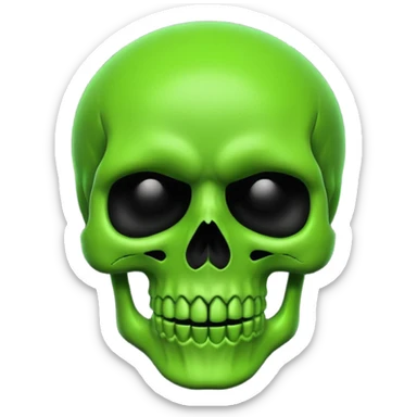 Generate a gothic style emoji of a skull face, in neon color scheme. 3D render sticker