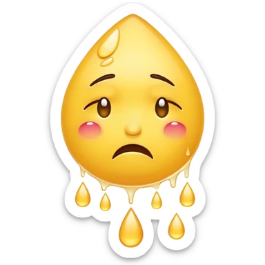 silly sad crying emoji with exaggerated teardrops sticker