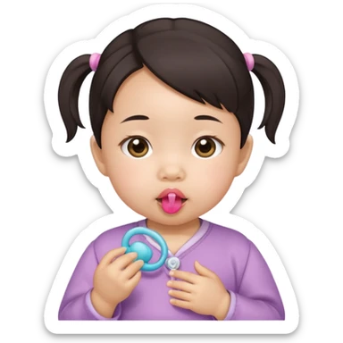 a asian baby girl with pacifier sticker