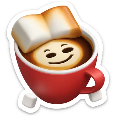 Coffee with caramel and marshmallows in a red cup sticker