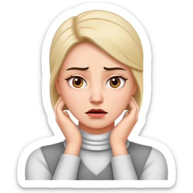 Annoyed woman with her hands on her neck sticker