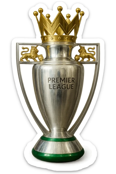 Фотореалистичный и изометричный кубок Premier League, объемный чуть слегка рисованный стиль, прозрачный фон sticker