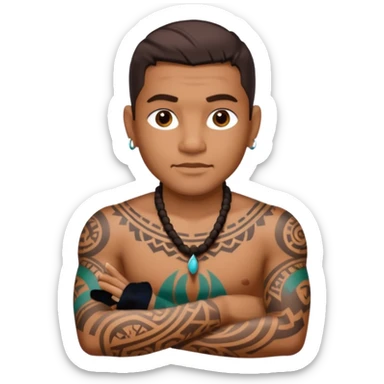 Hawaiian Polynesian male with tribal tattoo sleeve sticker