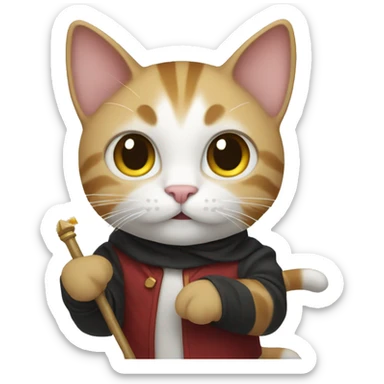 Cat holding a wand sticker